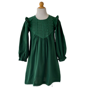 Forest Green Cotton Lace Dress