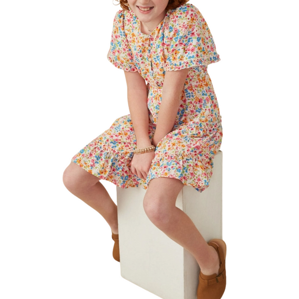 Ditsy Floral Ruffle Tiered Button Dress