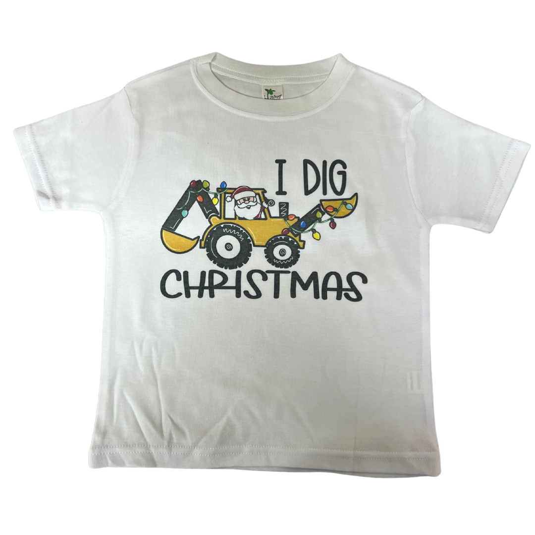 I Dig Christmas Tractor Toddler Tee