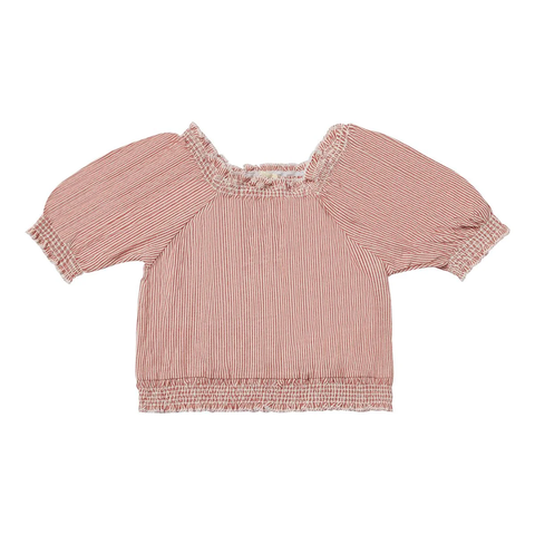 Julie Smocked Blouse – Red Stripe
