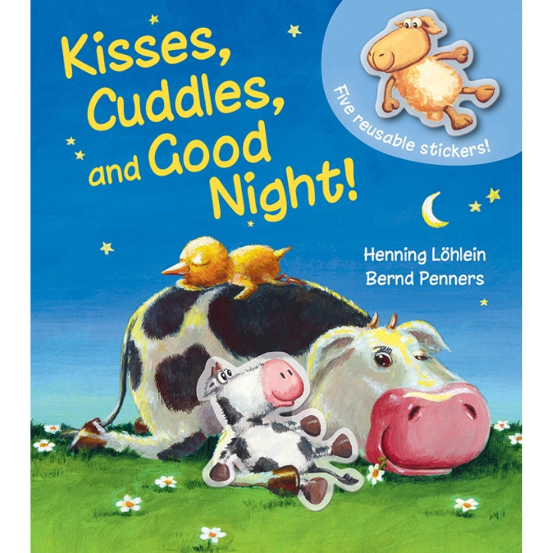 Kisses, Cuddles, and Good Night book with 5 reusable stickers for interactive play