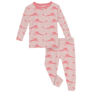 Print Long Sleeve Pajama Set Baby Rose Mermaid