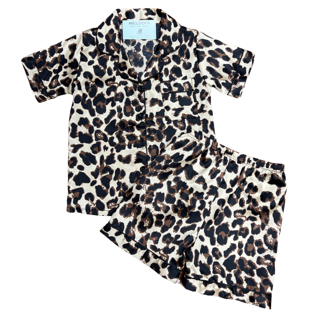 Leopard Satin Loungewear Set