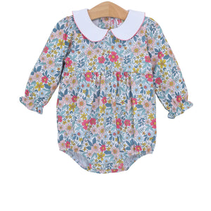 Long sleeve Floral collared baby bubble
