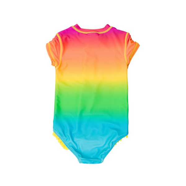 neon ombre short sleeve one piece rash guard