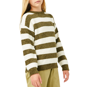 olive green and cream stripe sweater