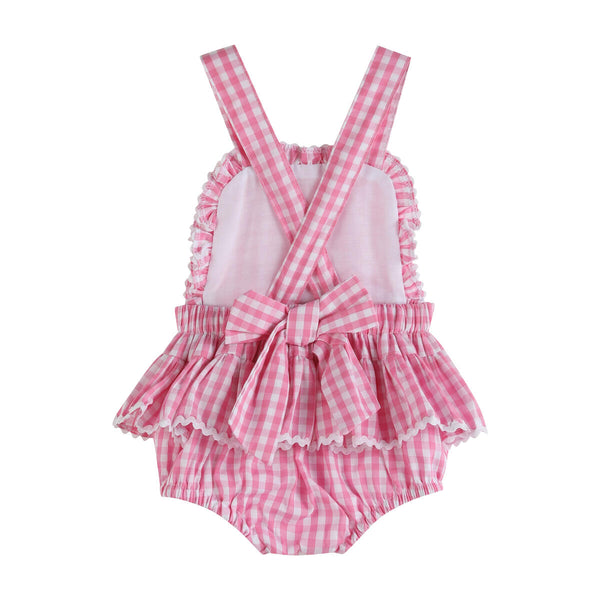 Pink Gingham Goose Ruffle Bow Bubble
