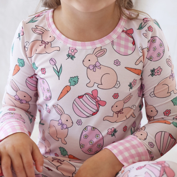 Hoppy Spring Pink Two Piece Pajama Set