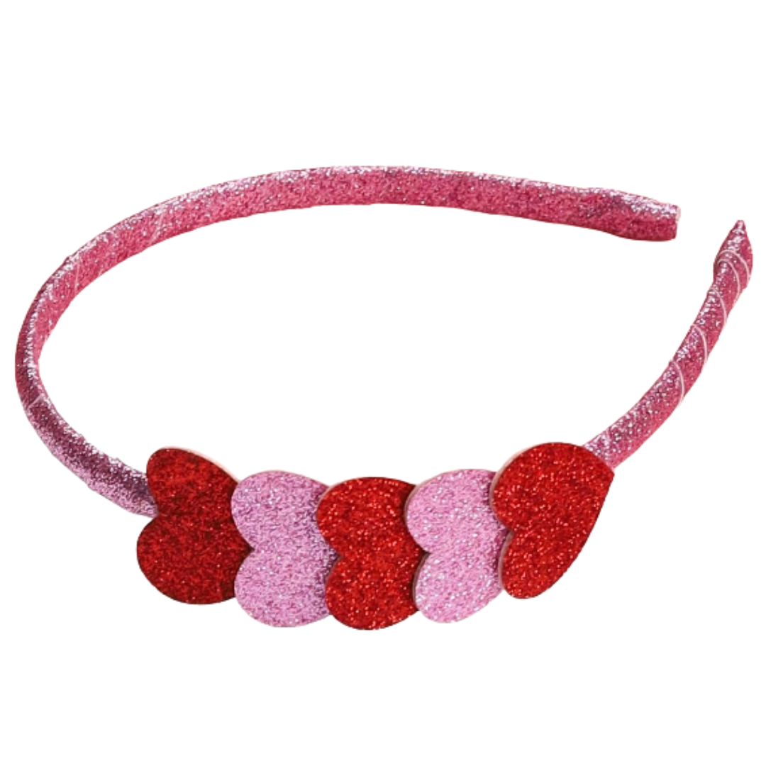 Pink and red heart headband. 