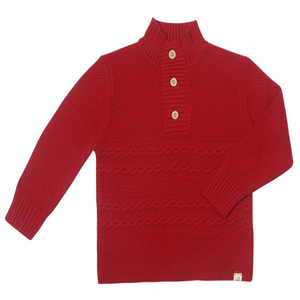 red knit sweater with a turtleneck 