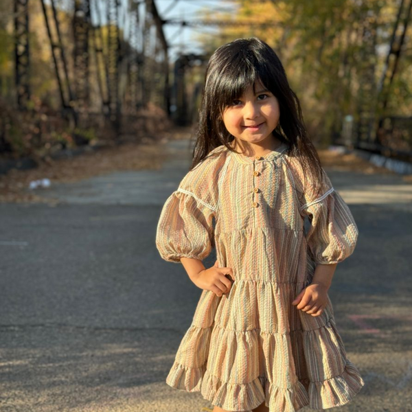 Sadie Tiered Dress – Fall Stripe