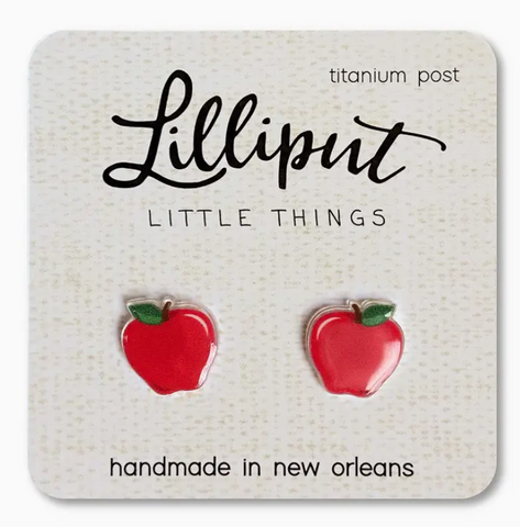 red apple earrings