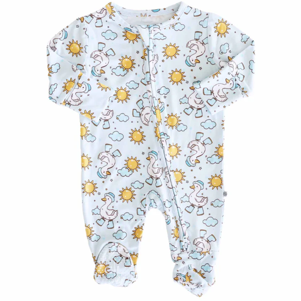 Silly Goose Blue Zipper Footie