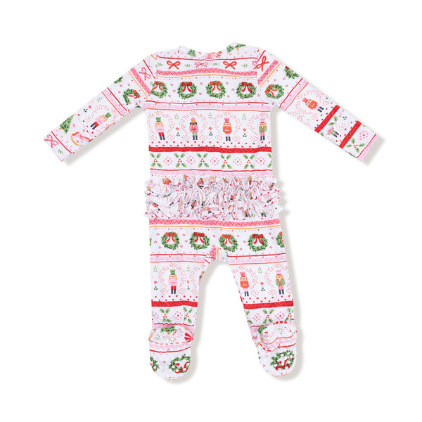 Sugar Plum Fairy - Nutcracker Fair Isle - Pink - Ruffle Footie