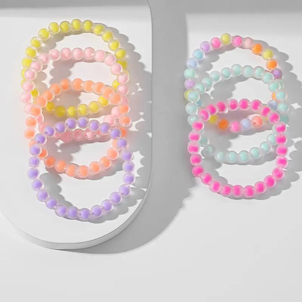 Set of colorful beaded bracelets with fun colors