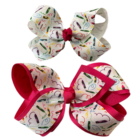 Crayon Squiggles Back To School Bow
