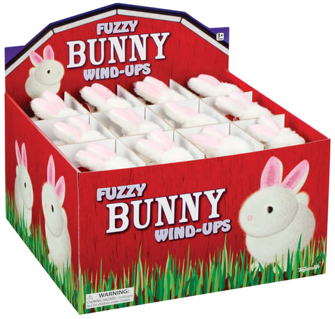 White fuzzy bunny wind up toy