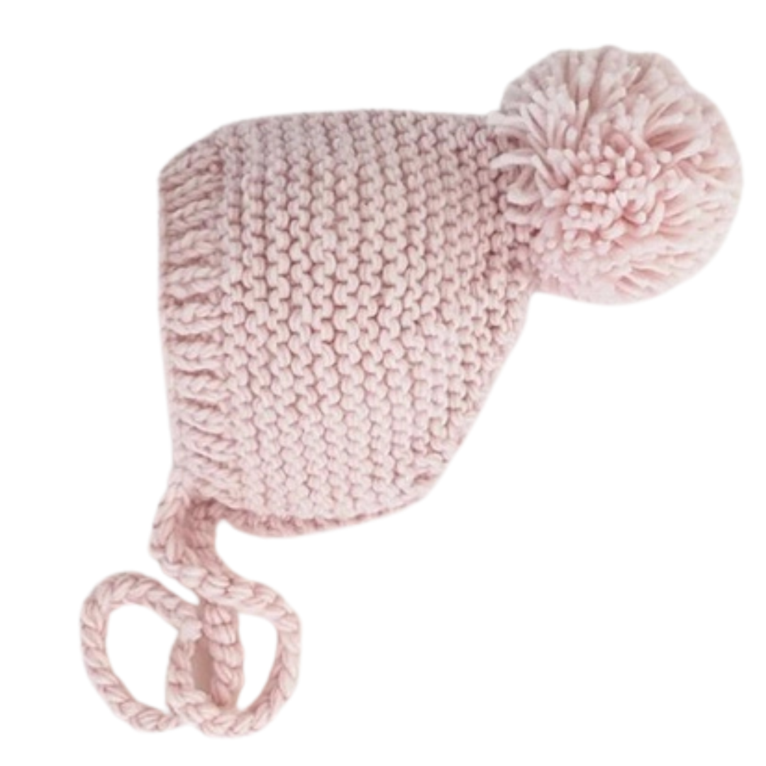 Blush Garter Stitch Knit Bonnet