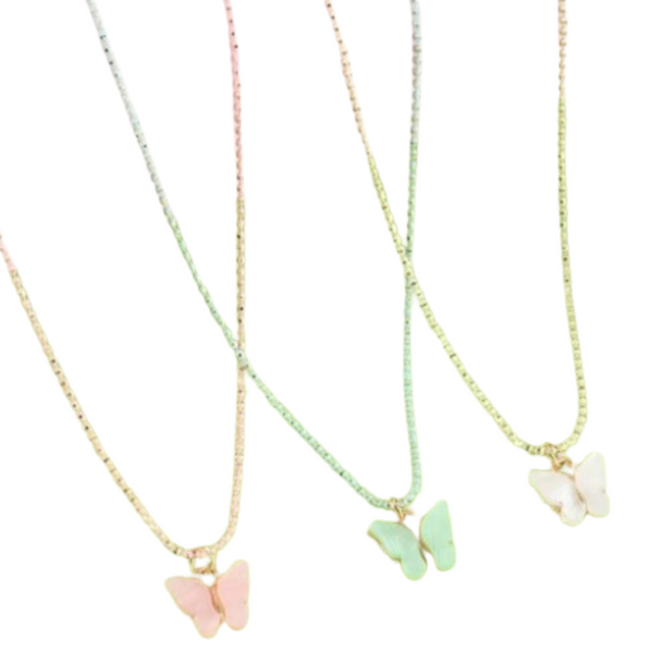 Pastel Bead Butterfly Necklace