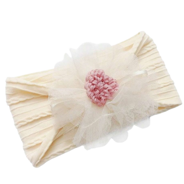 Ribbed Flower Bow Headwrap