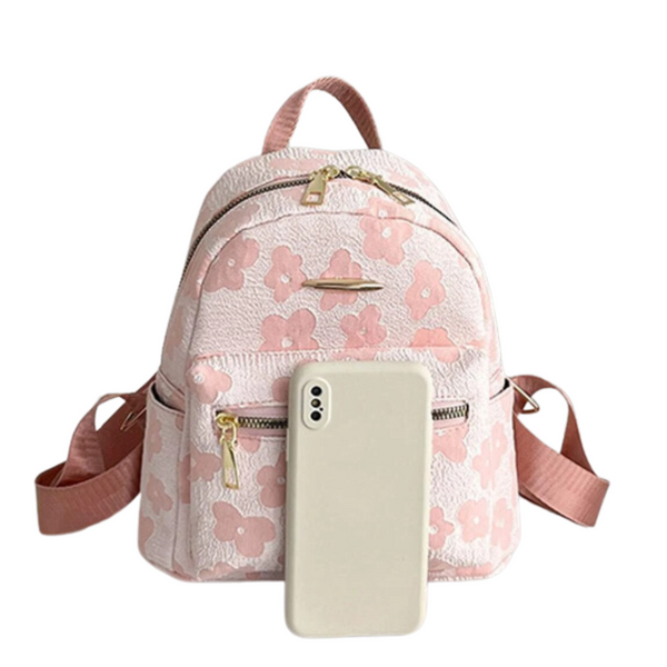 Pink and White Floral Backpack
