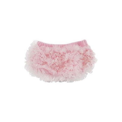 light pink bloomers with light pink ruffles on the back. 