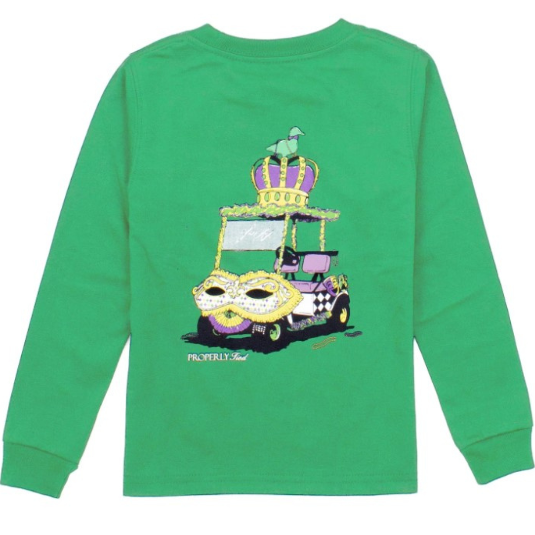 Mardi Cart Crop Green Long Sleeve Tee