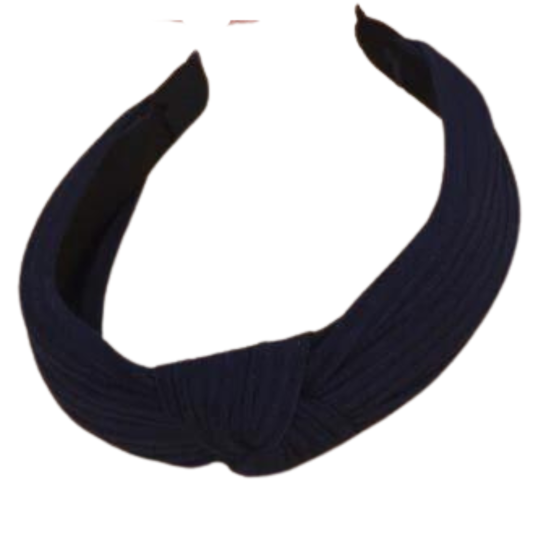 navy ribbed knot headband