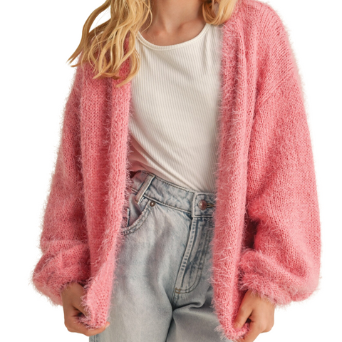 Pink Billow Fuzzy Cardigan