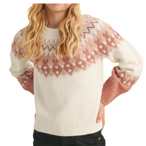 Rose Tween Geometric Sweater