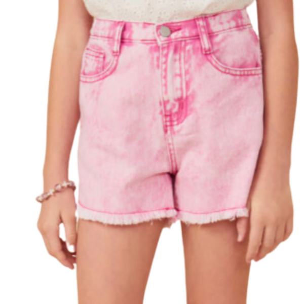 Pink Washed Denim Shorts