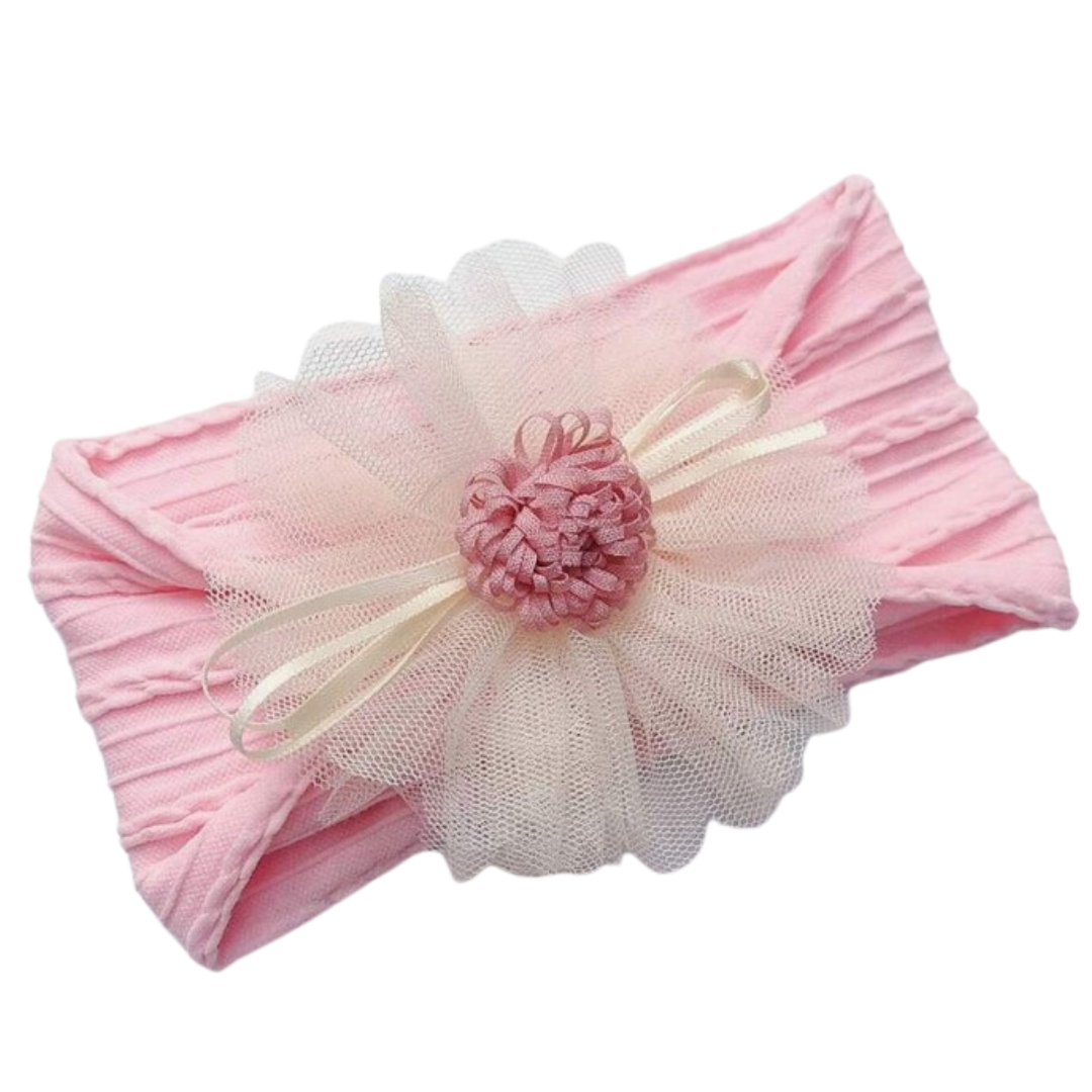 Ribbed Flower Bow Headwrap