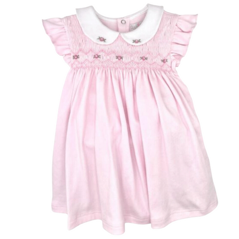 Pink Fully Smocked Dress and Bloomer Set