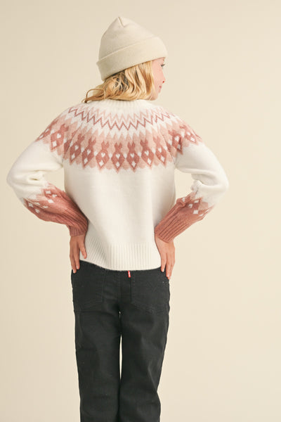 Rose Tween Geometric Sweater