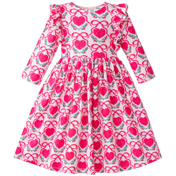 Fluttering Hearts Ruffle Twirl Dress