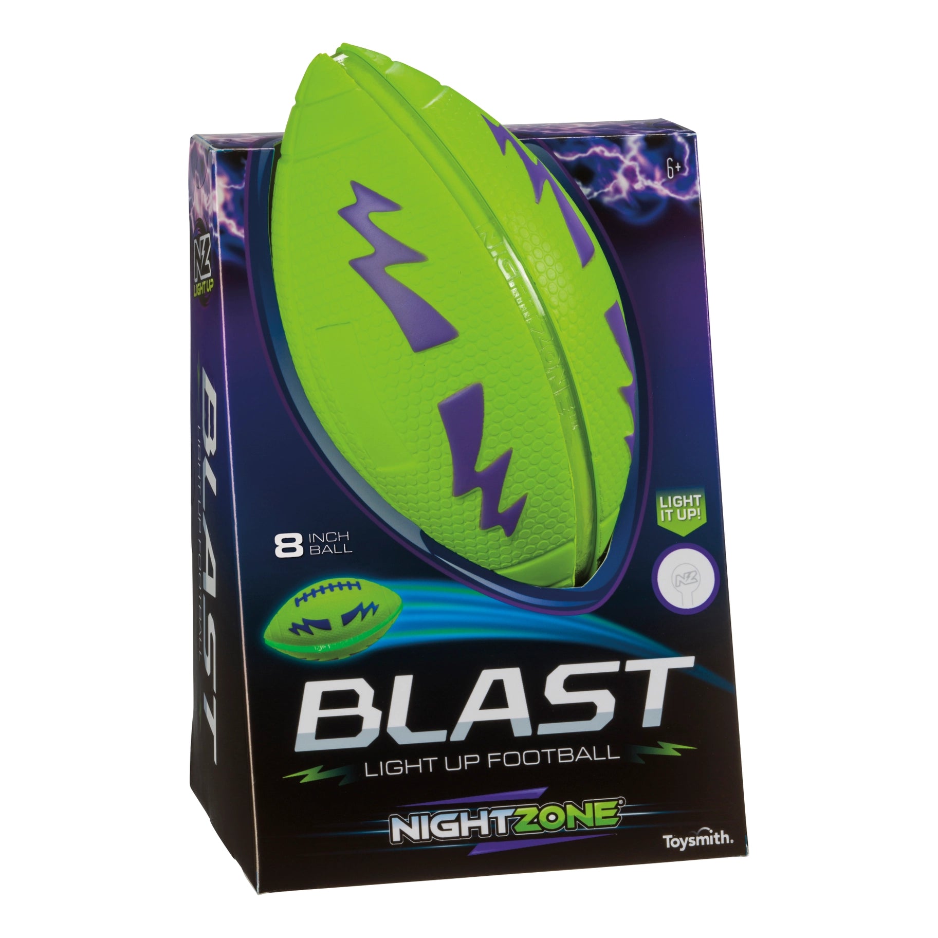 Toysmith Nightzone 8" Blast Light Up Football, Asst Colors