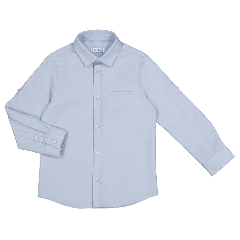 Long Sleeve Basic Boy Dress Shirt--Light Blue