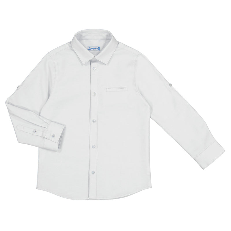 Long Sleeve Basic Boy Dress Shirt--White