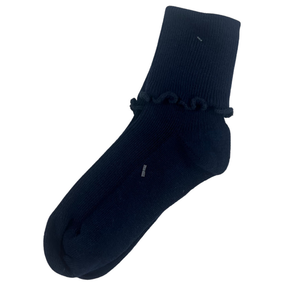 navy cuff socks with a ripple edge after folding