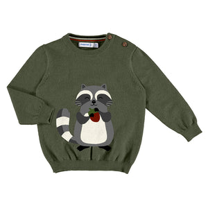 Hunter Green Raccoon Sweater