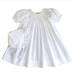 White Smocked Daydress with White Roses
