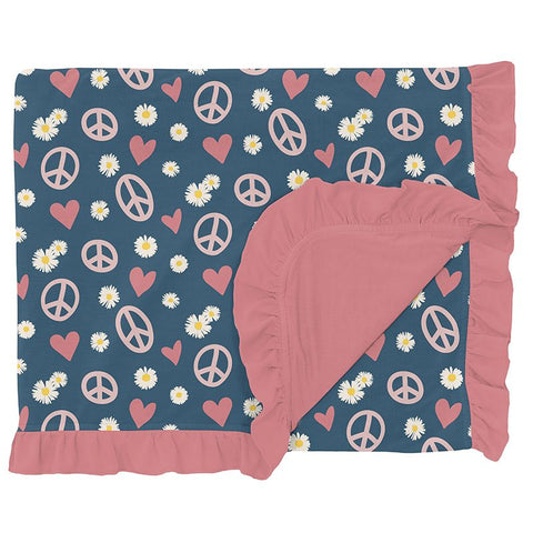 Ruffle Toddler Blanket Peace, Love and Happiness