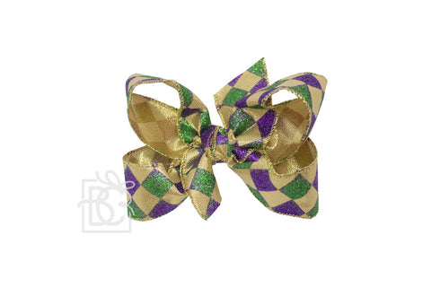 X-Large Mardi Gras Harlequin Glitter Bow