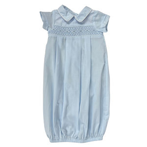 David Smocked Boy Daygown-Light Blue