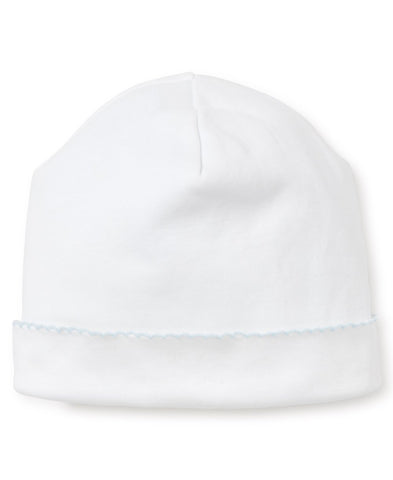 Basic Knit Hat White with Blue Trim