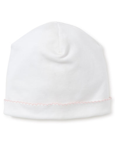 Basic Knit Hat White with Pink Trim