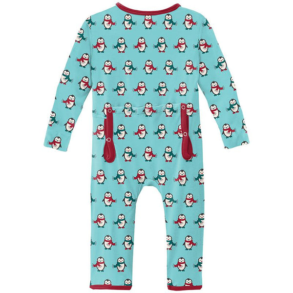 Print Coverall with Zipper Iceberg Penguins