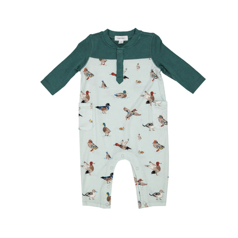 Ducks Romper with Contrast Sleeve