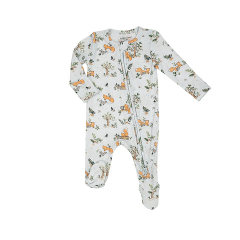 Baby Foxes Blue Two Way Zipper Footie