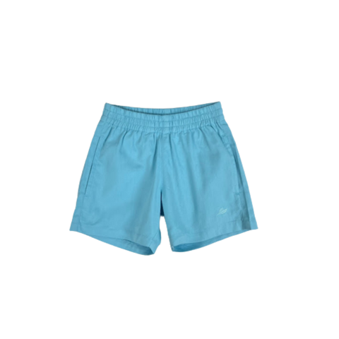 Grotto Blue Elastic Waist Twill Shorts